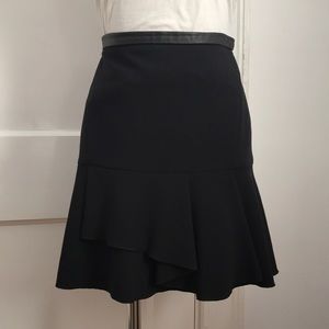 Sandro Black Skirt with Leather Belt - Size 1